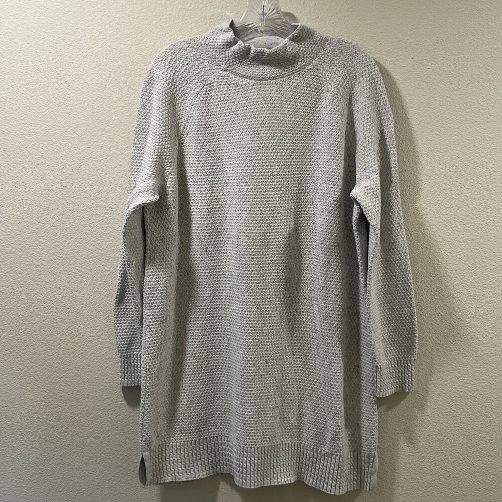 LANDS' END Mock Turtle Long Sleeve Tweed Sweater Tunic Gray Women Size L(14/16)
